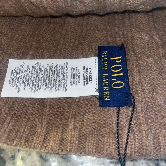 Polo by Ralph Lauren Tan Cable Knit Beanie Bear NWT - Picture 3 of 5